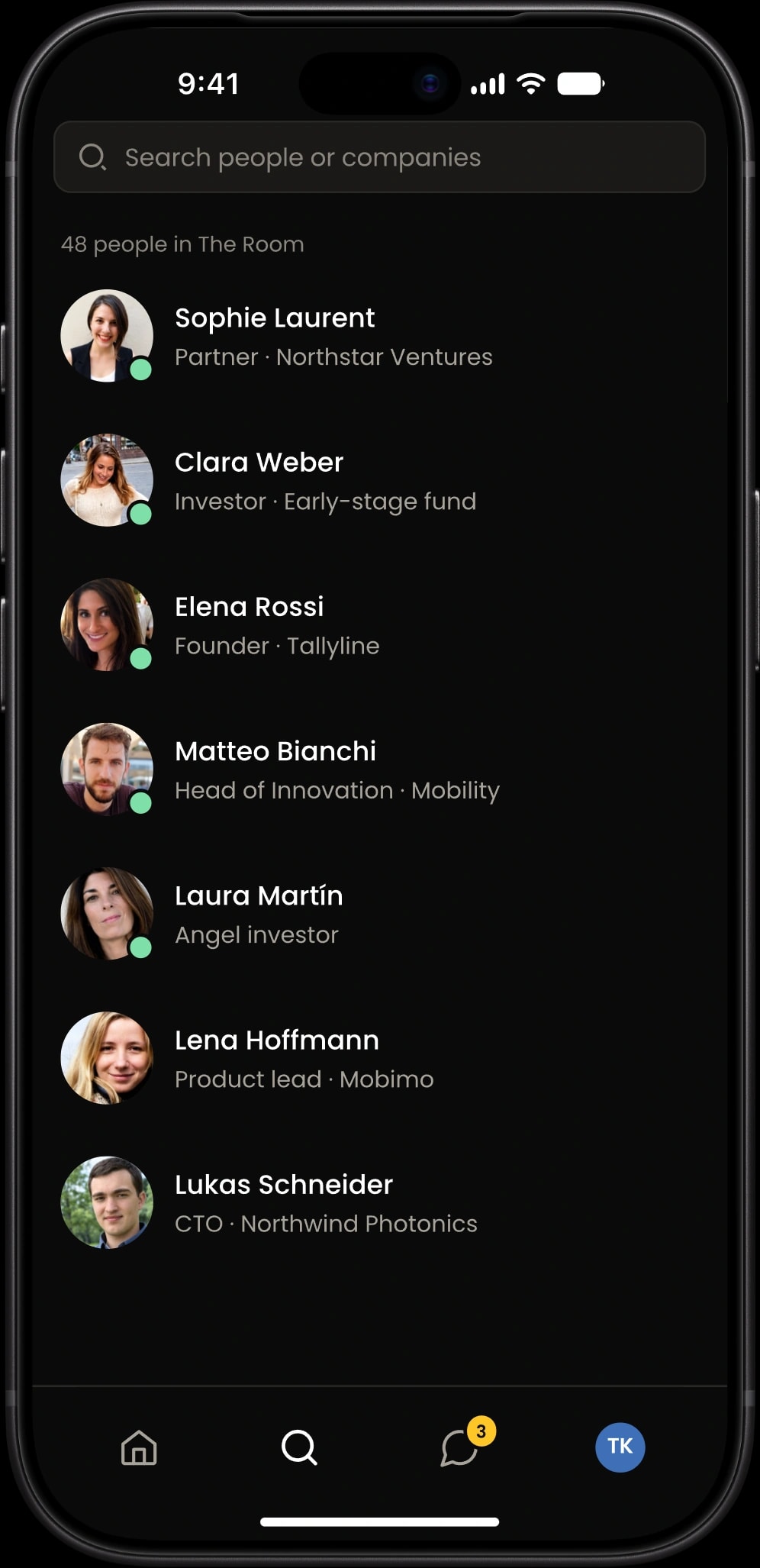 The Room on iPhone: searching people and companies